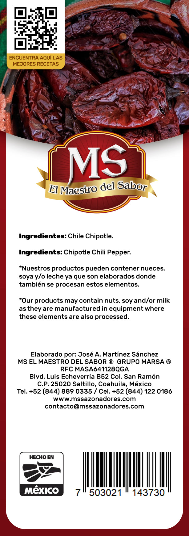 Chile chipotle molido